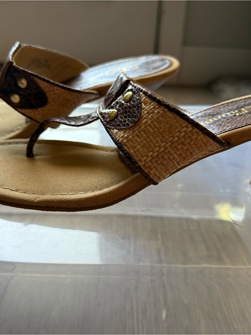 Woven Brown Thong Sandals